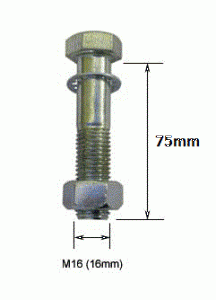 High Tensile Towball Bolt and Nut - M16 x 75mm (mp241tp)